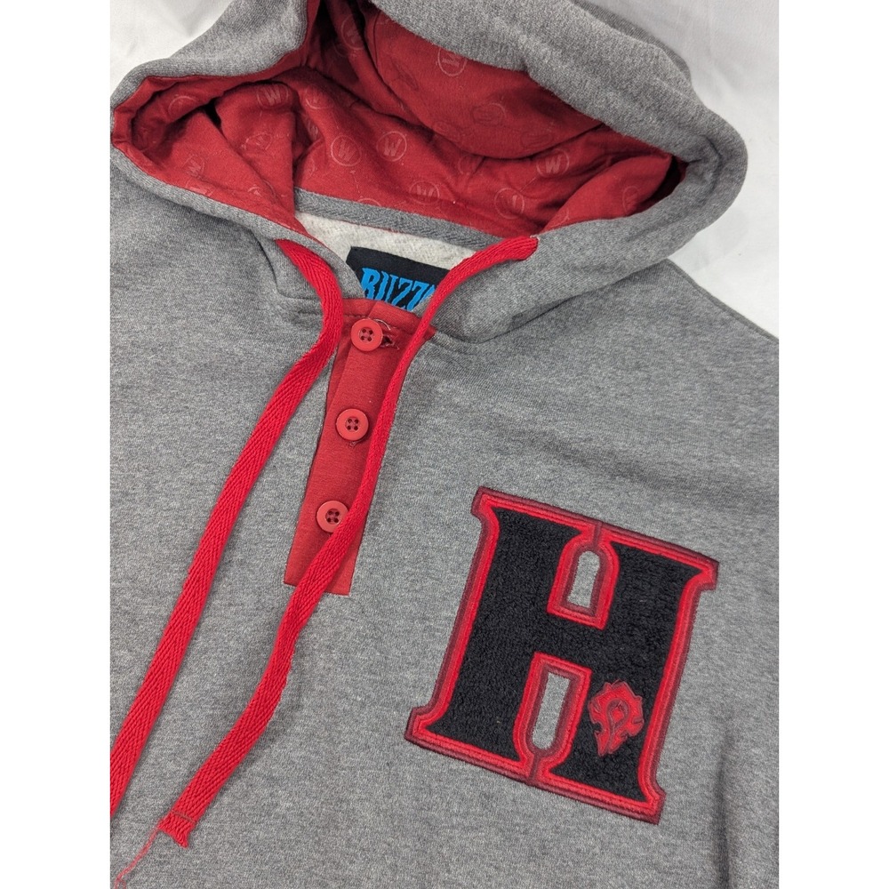 World Of Warcraft Charcoal Gray‎ Hoodie Pullover Horde Button Front Small